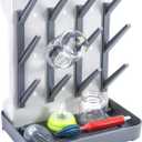 MeCids Baby Bottle Drying Rack, Vertical Standing Bottle Dryer Rack Holder, Space Saving Baby Bottle Drying Rack for Countertop - Holds Up to 12 Baby Bottles (Gray)