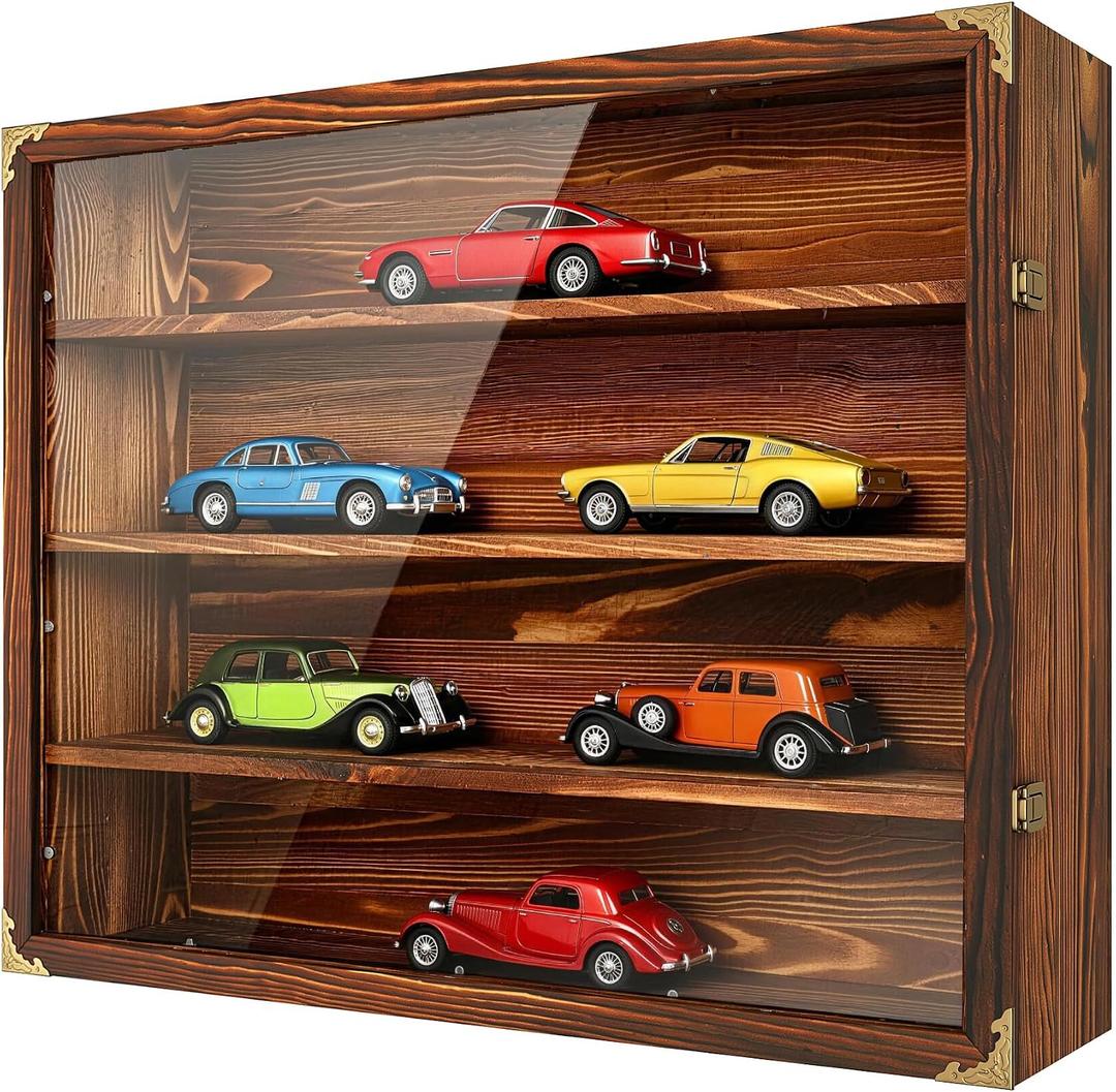 1/18 Scale Diecast Display Case Wooden Wall Mount Model Car Display Cabinet, 27.56 x 6.79 x 22.09 inches