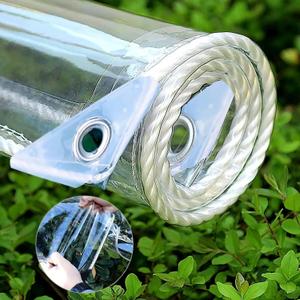 Clear Vinyl Tarp, 10' X 12', 14 Mil Clear Tarps Heavy Duty Outdoor Garden Rainproof Covering with Grommets, 420g/m Tear Resistant PVC for Camping, Greenhouse, etc.