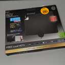 GE Ultra-Thin Amplified TV Antenna, 4K Ready 1080P Digital HDTV UHF VHF, Long Range Indoor TV Antenna, Amplifier with LTE Filter, Reversible Black/White Finish, 48862