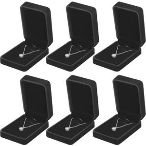 6 Pieces Classic Velvet Necklace Pendant Box for Jewelry Gift, Small Jewellry Storage Display Case for Wedding Engagement Birthday Anniversary (Black)
