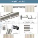 1 1/8 Inch Diameter Curtain Rods, 48-84 Telescoping Large Single Window Drapery Rod Heavy Duty With Adjustable Modern Brackets, Matte Nickel