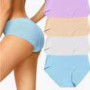 voenxe Women Seamless Hipster Underwear,No Show Ladies Panties Bikini,Full Coverage Breathable Briefs,Comfy,Invisible,4-pack