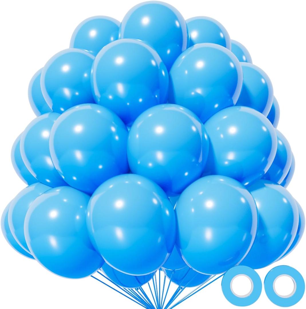 Light Blue Balloon 110pcs, 12 Inch Thickened Latex Party Balloons Helium Bright Color for Birthday Baby Shower Wedding Party Supplies Arch Garland Decoration