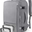 FALARK Travel Backpack for Women Men, 40L Carry On Backpack with USB Charging Hole, 17 Inch Laptop Backpack Flight Approved Luggage, Waterproof Personal Item Bag for Weekender, Travel, College, Grey
 (Large)