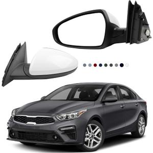 Dasbecan Driver Side Door Mirror DIY Paintable Compatible with 2019-2022 KIA Forte Left Side Mirror With Manual Folding Power Adjustment Replaces# 87610M7000 KI1320226 (3Pins)