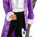 Morph Purple Pop Star Costume Men With Jacket And Wig, Musician Costume Adult, Halloween Costumes For Men (Medium)