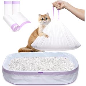 Cat Litter Box Liners Large, 30 Pack Jumbo Drawstring Cat Litter Bags, Extra Thick Litter Pan Liners Heavy Duty 36"x16"