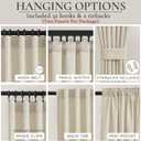 Natural Melange 96 Inch Living Room Curtains Taupe Beige Linen Pleated Drapes Back Tab Ceiling Track 8ft Light Filtering Privacy Rustic Farmhouse Sheer Window Decor Design for Bedroom 2 Panels Set