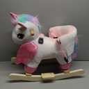 Rengue Unicorn Baby Rocking Horse, Toddler Kids Pink Fairy Unicorn Rocking Horse with Wooden Base Seat Safety Belt for 6 Months to 3 Years