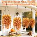 Artificial Hanging Flowers for Outdoor Fall Decoration, 6Pcs Faux Silk Daisy UV Resistant Look Real for Outside Home Indoor Planter Porch Window Yard Mums Autumn Decor (Yellow Fall Orange)