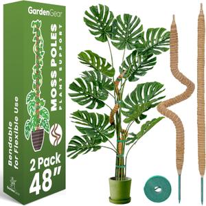 2 Pack 48'' Bendable Moss Pole Monstera Plant Support for Climbing Indoor Plants - Stakes for Potted Climbers - Tall Sticks Indoor Trellis for Houseplants - Accessories for Monstera Pot