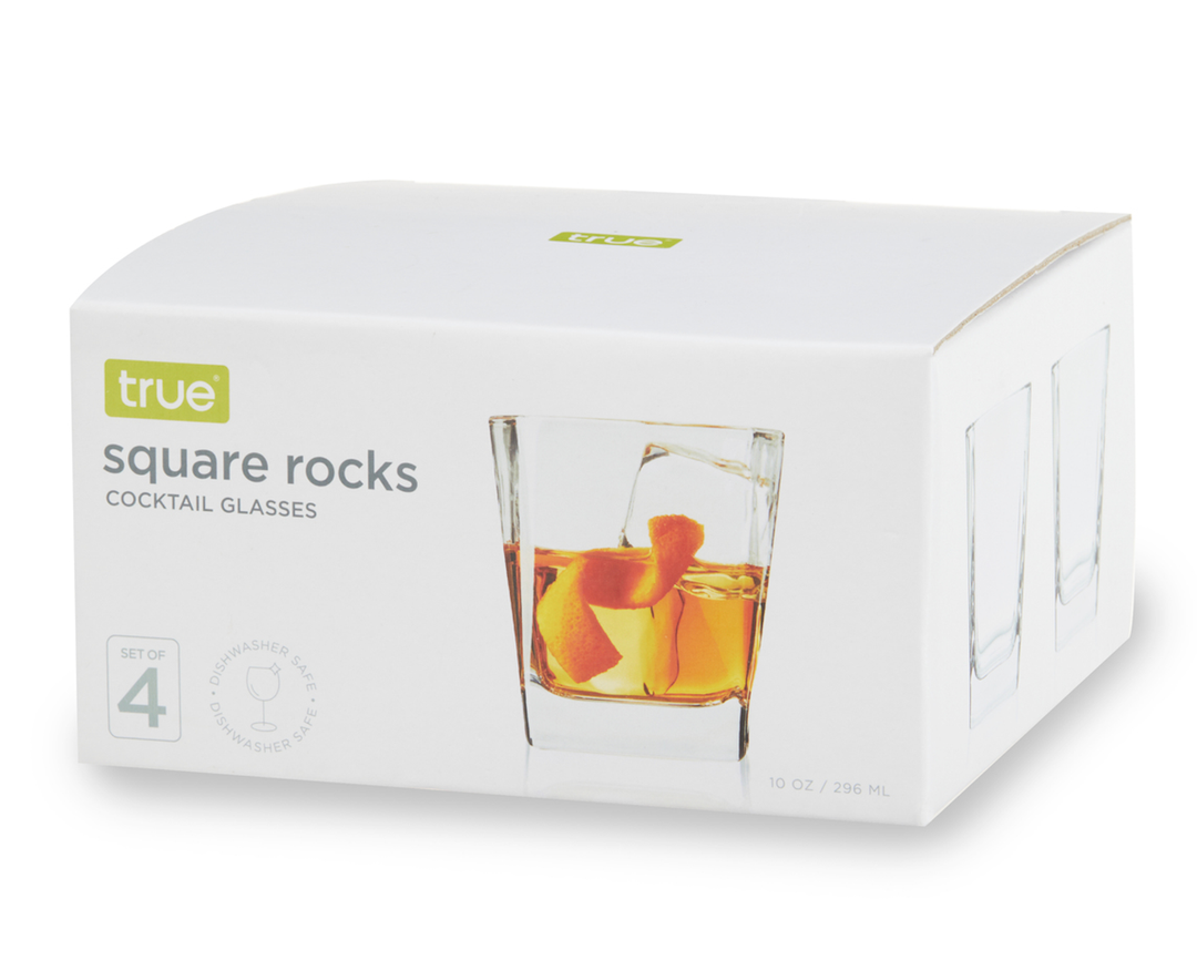 True Square Shot Glasses, Reusable Shot glasses, Perfect For Whiskey, Vodka, And Tequila, Party Shot Cups, Set Of 4, 10 OZ