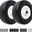9x3.50-4 Flat Free Lawn Mower Tire & Wheel - 300lb Dynamic Load, PU Solid Tires with 3/4" & 5/8" Bushings, 3.5"-5" Centered Hub Fit Zero Turn Mowers, Wheelbarrows, Air Compressors