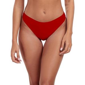 RELLECIGA Women's Mid Waisted High Cut Bikini Bottoms L
