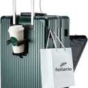 feilario 24in Aluminium Frame PC Hard Shell Spinner Wheels Luggage, Built-In TSA lock Carry on Suitcase, with Cup Holder, USB Port, Phone Holder