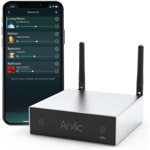 AirPlay 50W x 2 Stereo Amplifier for Home Audio Speakers - Multiroom Wireless Music Streaming with WiFi & Bluetooth - Spotify & Tidal Support | Arylic Up2stream A50+