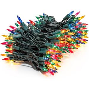 MYGOTO 2 Pack 23ft 100 Clear Mini Easter String Lights on Green Wire for Indoor/Outdoor Use, Connectable 120V Clear Tree Lights for Christmas Wedding, Bedroom, Porch Decor(Multicolor)