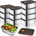 10 Pack Stainless Steel Food Storage Containers with Leak-Proof Lids, 16oz Reusable Metal Meal Prep Lunch Boxes, Stackable, BPA-Free, Dishwasher Safe for Snacks, Fruits & On-the-Go Meals