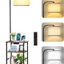 Floor Lamp with Table, 2 Drawers & Remote, Side End Table with Charging Station, Dimmable Nightstand with 3 Color Temperature, 1-Hour Timer, 12W LED Bulb, for Living Room, Bedroom