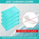4 Pack Outdoor Chaise Lounge Cushion Covers Waterproof, Patio Lounge Chair Cushion Replacement Covers with Zipper and Ties for Patio Pool (72 x 21 x 3 Inch, Lake Blue, Cushion Not Included)