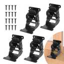 Self Locking Hinges Furniture Table Legs Locking Brackets, 90 Degree Folding Hinge 4 Pack, Extension Brackets of Workbenches, Black Steel with Nickel-Plated Finish