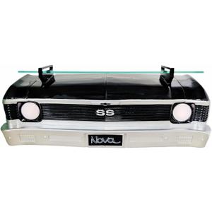 Sunbelt Gifts Chevrolet Nova SS Floating Wall Shelf, Black, Tempered Glass, LED Headlights, Chevy Enthusiast Gift, Classic Car Lover Decor, Man Cave Accessory, Vintage Garage, 19.3x6.3x6.9 inches