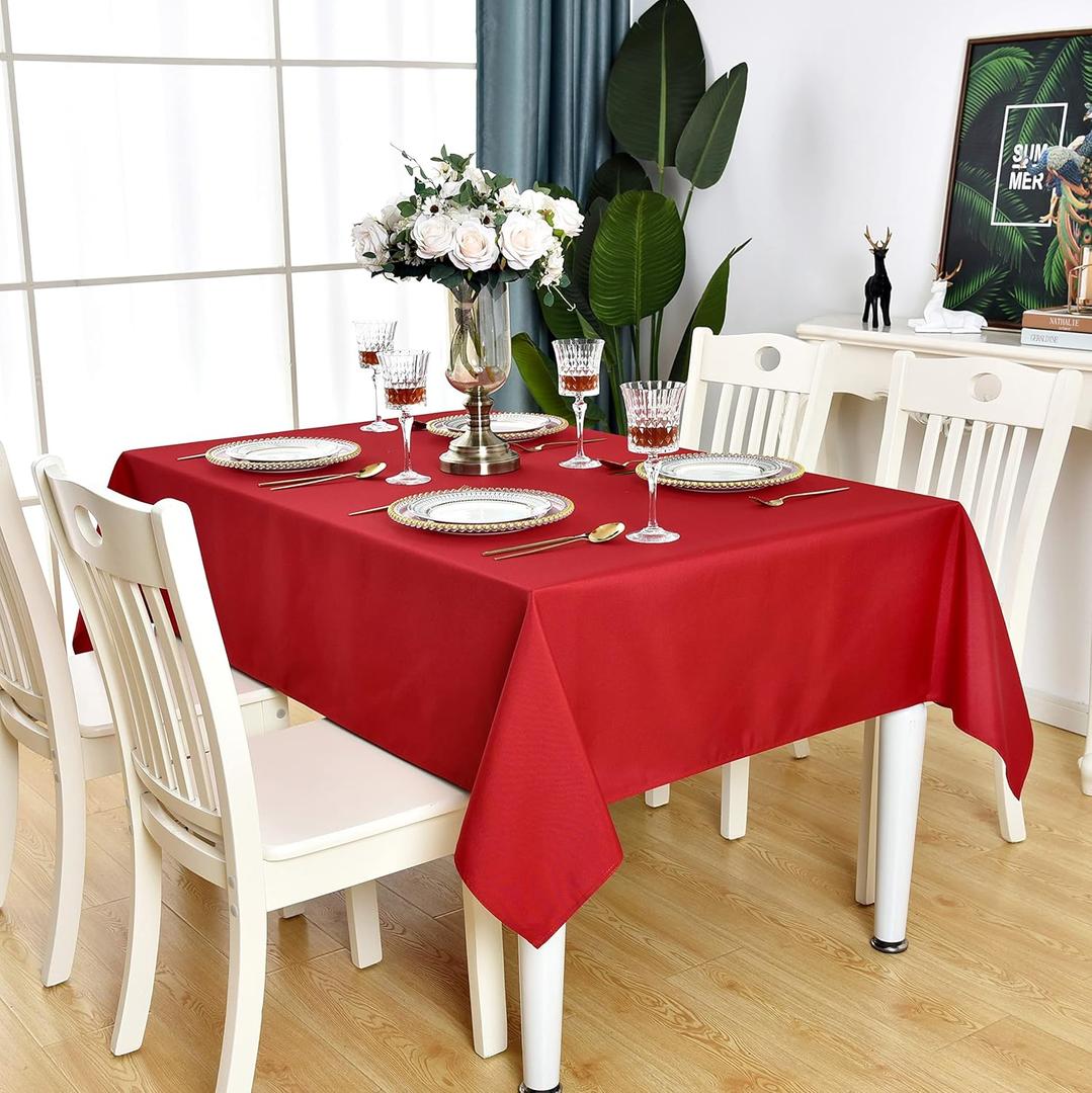 Red Rectangle Tablecloth Waterproof Stain Resistant Wrinkle Free Table Cloth 210GSM Polyester Wipeable Table Cover for Party, Banquet, Indoor and Outdoor use - Rectangular/Oblong, 60 x 120 inch