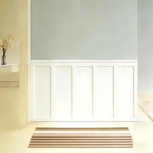 1 Set 94.5 in x 54 in MDF Board and Batten, Paintable Wainscoting Kit,Molding Trim Slat with Edge StripPremade Accent Wall Panel for DIY Kitchen Bedroom Living Room Home Decor Covers (94.5 x 54 Inch)