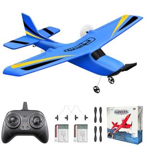 HAWK'S WORK 2 Channel RC Airplane, Ready to Fly, 2.4GHz Remote Control Plane, Easy to Fly Glider for Kids & Beginners (Blue)