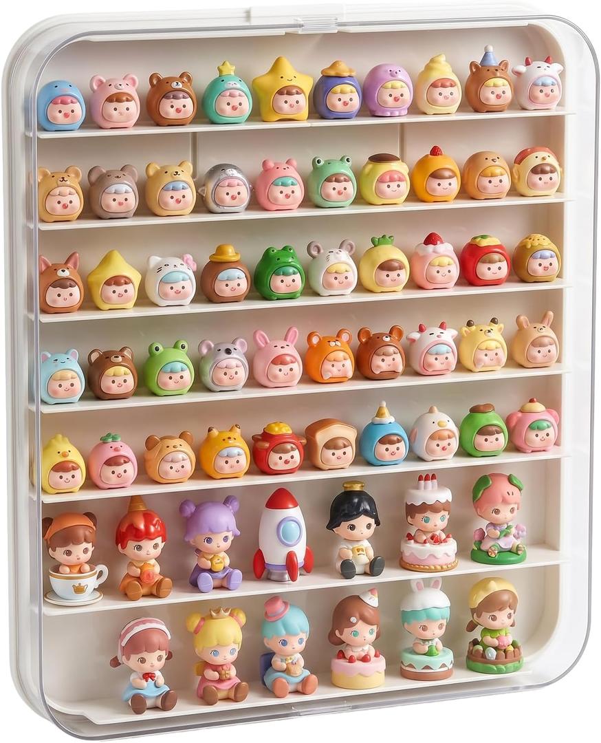 Clear Minifigure Display Case, Wall-Mounted Mini Figure Display Box, Multi-Tier Miniature Display Case Cabinet for Collectibles, Figurines & Action Figures Under 1.57 Inches