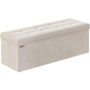 SONGMICS Mazie Collection - Storage Ottoman Bench, Foldable Foot Rest, 15 x 43 x 15 Inches, End of Bed Bench, Storage Chest, Load 660 lb, Living Room, Bedroom, Entryway, Cream White ULSF277W01