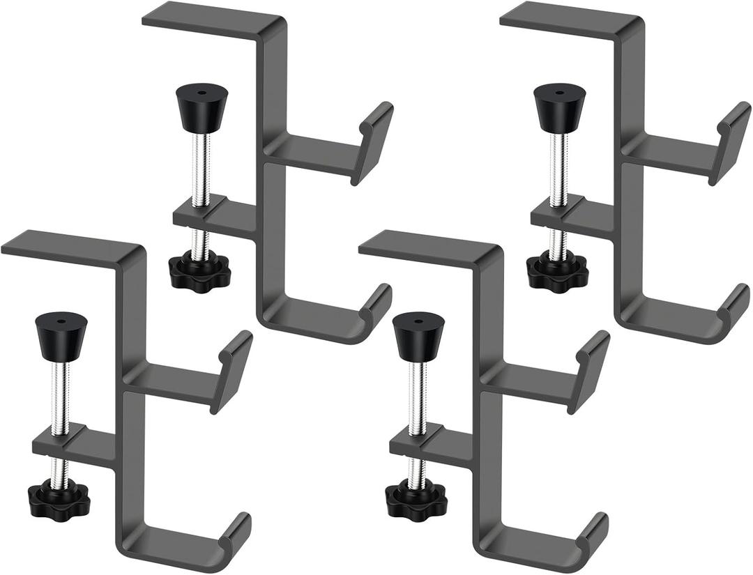 Zoomarlous 2 in 1 Garland and Stocking Mantel Holders, Adjustable No Drill Fireplace Stocking Hooks, Heavy Duty Mantle Stocking Hanger with Double Hooks for Xmas Home Party Decoration Bags Kitchen (4 Pieces)