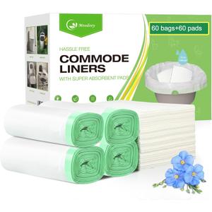 Commode Liners for Commode Liners with Absorbent Pads,60 Bedside Commode Liners,Portable Toilet Liners Potty Chair Liners Fit All Commode Bucket (120 Count (Pack of 1))