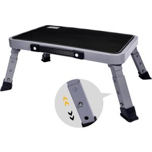 3 Levels Adjustable Folding Step Stool,Foldable RV Step Stool,Safer Metal Stepping Stool for Adults and Seniors,Sturdy and Stable,350 Ibs Capacity,for Bedroom,Kitchen,Office,SUV and More Use (Gray)
