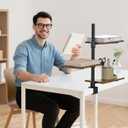 Clamp On Desk Shelf 3-Tier, Adjustable Height Wood Shelving Unit for Office Desk Gaming Accessories, 360 Rotatable Storage Tray, Desktop Book Organizer Storage Rack, Shelf for Top of Desk