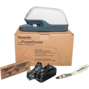 Powerhouse Ultra-Quiet 40 Sheet Premium Electric Stapler  Jam-Free Flat Clinch for Office, School, or Home  Adapter, Magnetic Remover, 1,250 Staples, Does not Require Special Staples