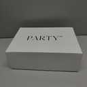 PARTY Women's Open Toe Ankle Strap Low Block Chunky Heels Sandals (8, White Pu B)