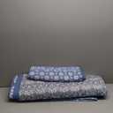 WONGS BEDDING Boho Quilt Set King, Blue Bohemian Striped Patchwork Bedspread Coverlet Set with 2 Pillowcases,Lightweight Microfiber Floral Bedding Set 104"90"