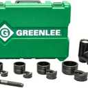 Greenlee 7906SB 8-Ton Hydraulic Knockout Punch Kit with Quick Draw 90 Knockout Driver, 1/2" to 2" Slug-Buster Punches, Dies, and Short Hydraulic Draw Studs