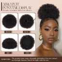Afro Puff Drawstring Ponytail for Black Women #1B Natural Black Brazilian Virgin Human Hair 6 Inch Durable Natural Soft and Smooth Kinky Curly Short Ponytail for Natural Hair