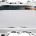 Small Vintage Trinket Dish Jewelry Tray Perfume Organizer Tray for Wedding Photographer Detail Props Ceremony Antique Decor (Silver) (7.9" x 4.7" x 0.6")
