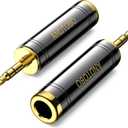 ANDTOBO 1/4'' to 3.5 mm Stereo Pure Copper Headphone Adapter, 3.5 mm(1/8'') Plug Male to 6.35 mm (1/4'') Jack Female Stereo Adapter for Headphone, Amp Adapter, Black 2-Pack