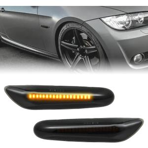 Sequential LED Side Marker Turn Signal Lights Compatible with BMW 1 3 5 Series E36 E46 E60 E87 E90 E92 X1 X3 63133418447 63133418448 Fender Side Marker Amber Light Assemblies Front Flowing LED Lamps