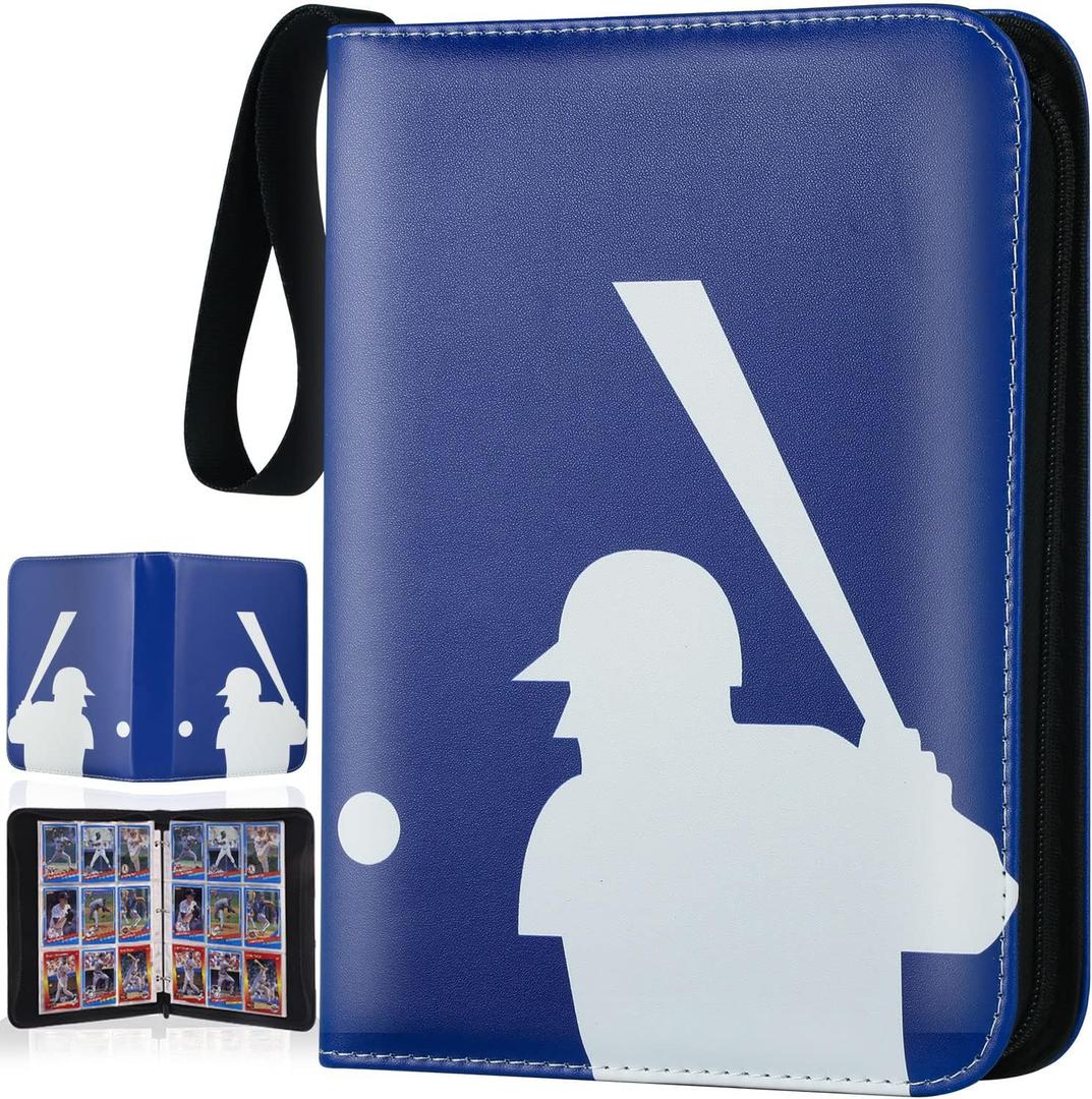 Baseball Card Binder 900 Pockets, Toploader Trading Card Holder with Removable Sleeves, Water-Resistant Blue Collector Album for Baseball Cards 2024-2025