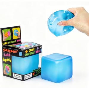 Ice Cube Squishies Stress Balls,Ice Cube Squishy,Squeezable relieves Stress, Suitable for Teenagers and Adults, Party Favor. (Blue)