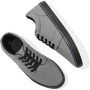 BENPAO Mens White Casual Shoes All Black Fashion Sneakers for Men Low Top Lace Up Canvas Shoes 8.5