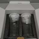 All Glass Iced Coffee Cup with Lid and Straw, Ribbed Glass Tumbler Set of 2 (18 oz)
