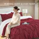 Andency Burgundy Comforter Set King(104x90Inch), 3 Pieces(1 Pinch Pleat Comforter and 2 Pillowcases) All-Season Pintuck Comforter Set, Soft Lightweight Polyester Bedding Comforter Set