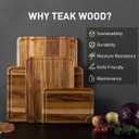 4 Pack Teak Wood Cutting Board Set for Kitchen Heavy Duty Non Toxic Non Slip Solid Thick Wood Haus Chopping Board Extra Large Big Small Meat Best Essential House Warming Hostess Host Gift (Multi-Size Set | 4 Pack with Holder)